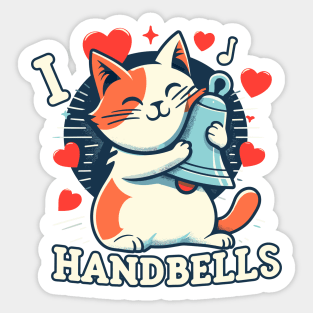 I Heart Handbells Cat Sticker